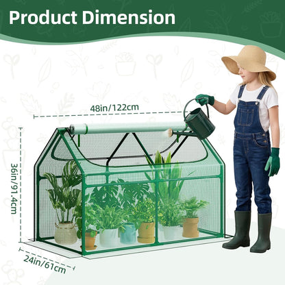 6x3x3FT Mini Greenhouse with 2 Large Zipper Doors for Outdoor