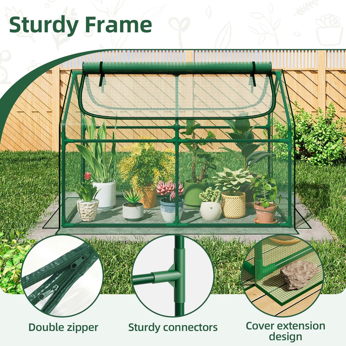 6x3x3FT Mini Greenhouse with 2 Large Zipper Doors for Outdoor