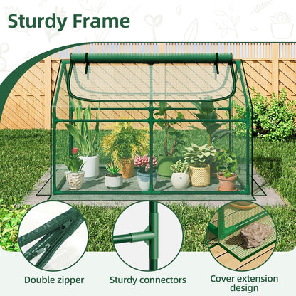 6x3x3FT Mini Greenhouse with 2 Large Zipper Doors for Outdoor