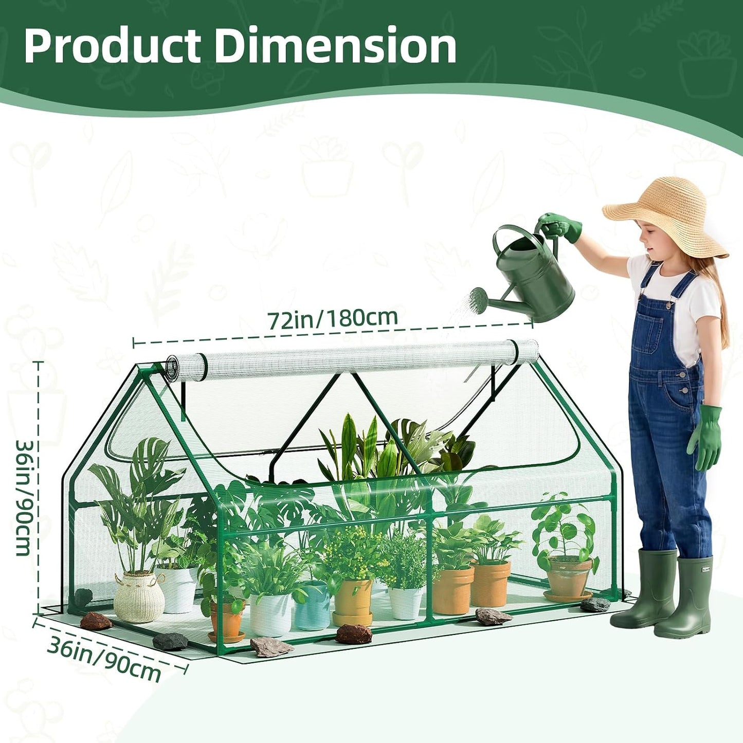6x3x3FT Mini Greenhouse with 2 Large Zipper Doors for Outdoor