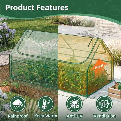 6x3x3FT Mini Greenhouse with 2 Large Zipper Doors for Outdoor