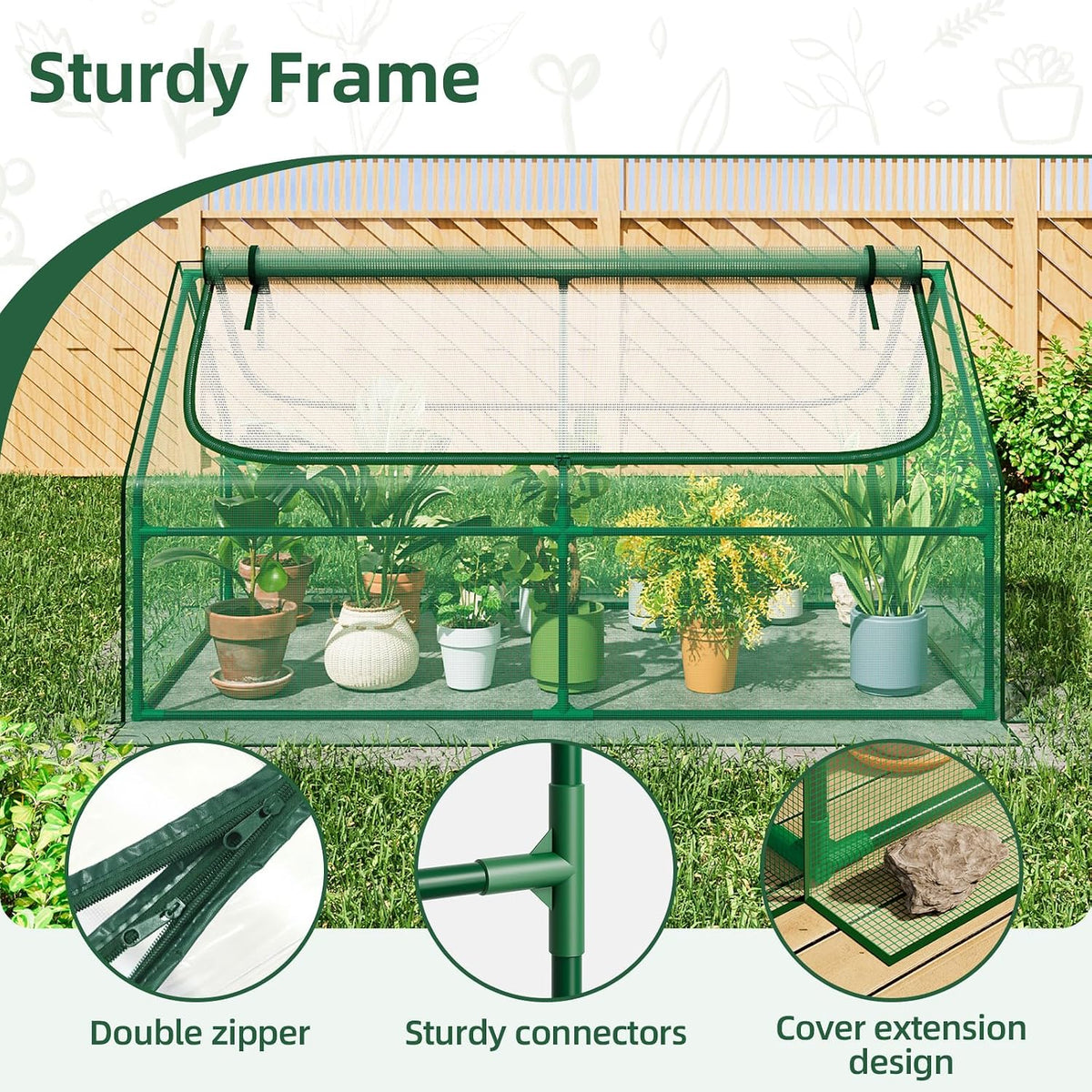 6x3x3FT Mini Greenhouse with 2 Large Zipper Doors for Outdoor