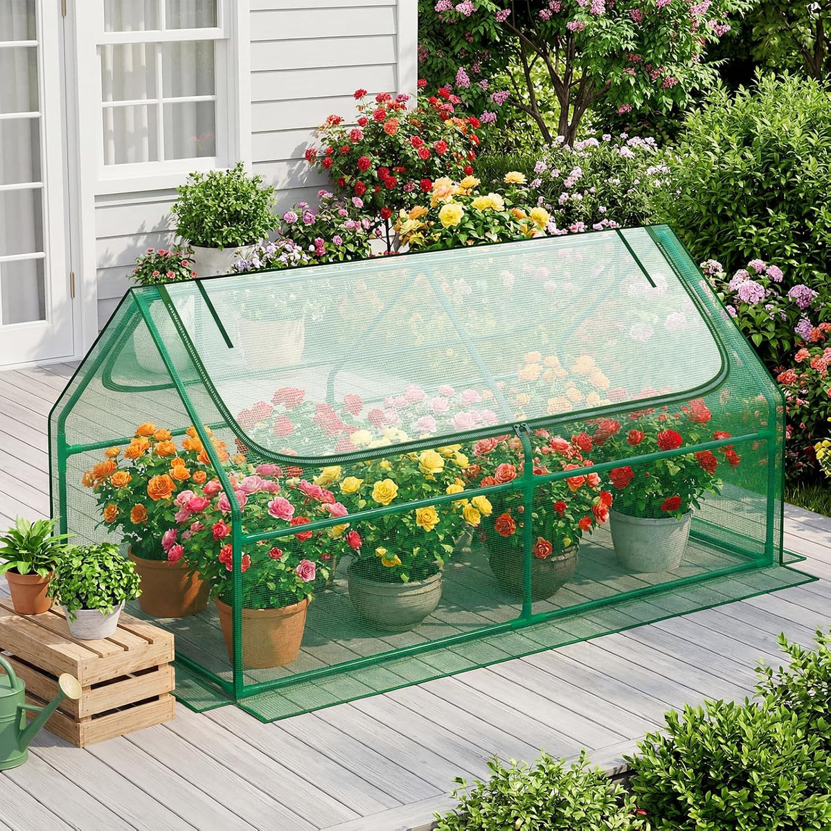 6x3x3FT Mini Greenhouse with 2 Large Zipper Doors for Outdoor