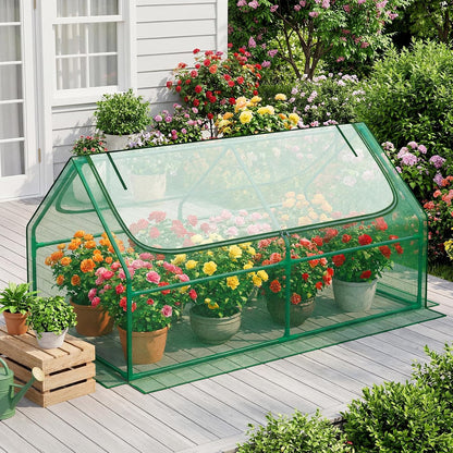 6x3x3FT Mini Greenhouse with 2 Large Zipper Doors for Outdoor