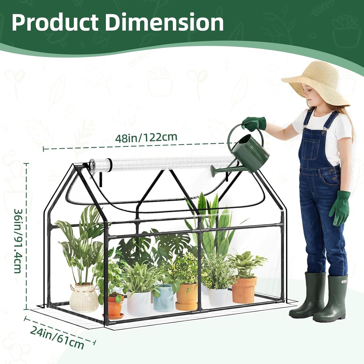 6x3x3FT Mini Greenhouse with 2 Large Zipper Doors for Outdoor