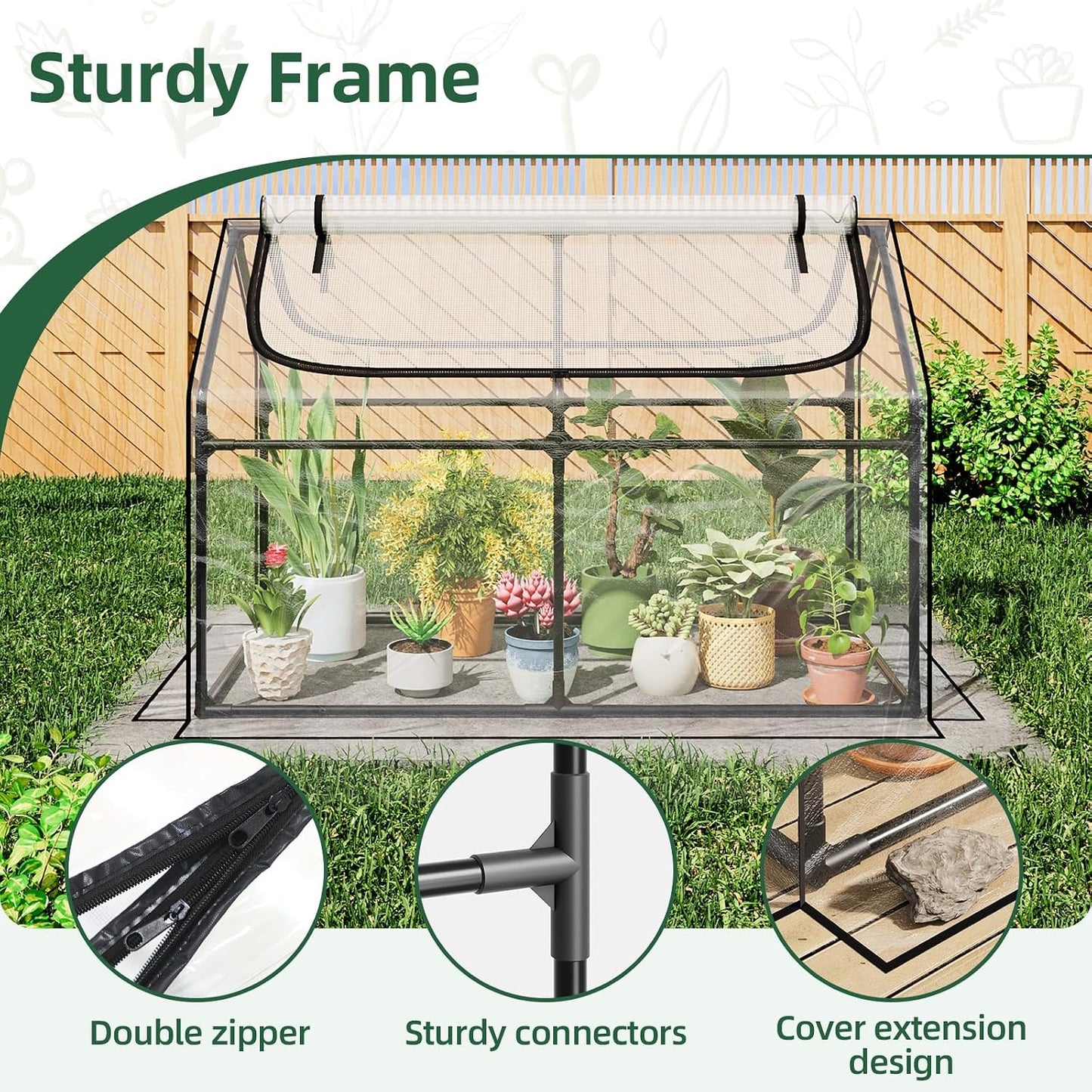 6x3x3FT Mini Greenhouse with 2 Large Zipper Doors for Outdoor