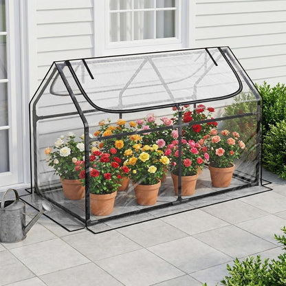 6x3x3FT Mini Greenhouse with 2 Large Zipper Doors for Outdoor