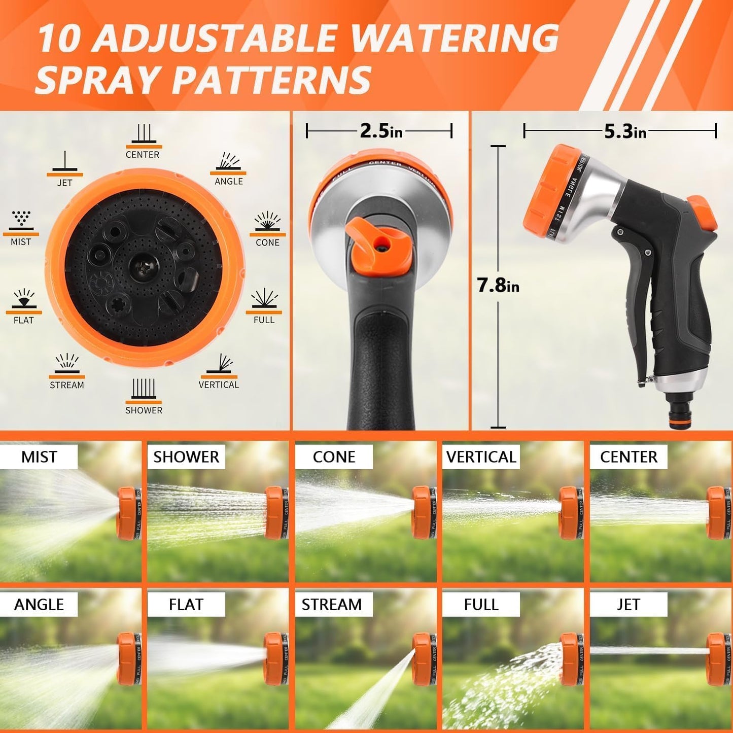 2 Pack Garden Hose Nozzle High Pressure 10 & 2 Water Hose Nozzle