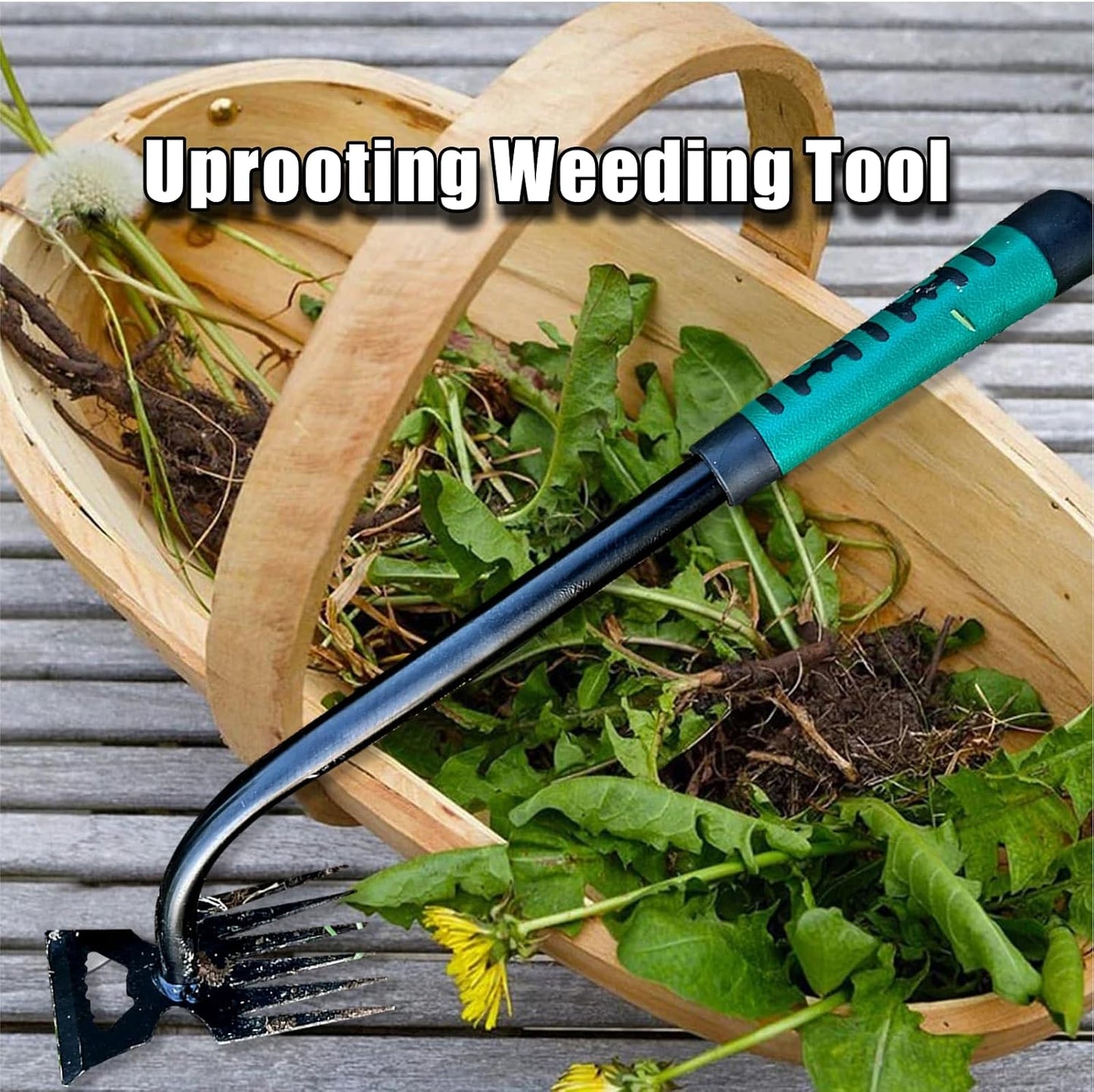 2Pcs Weed Puller Tool- 6 Teeth Manganese Steel Gardening Hand Weeder Tools