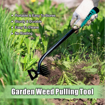 2Pcs Weed Puller Tool- 6 Teeth Manganese Steel Gardening Hand Weeder Tools