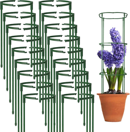 12Packs Plant Support Stake Half Round Plant Support, Stackable 3 Tier Garden Flower Support, Plant Stakes for Indoor Outdoor Plants for Tomato,Monstera, Peony, Hydrangea, Climbing Plants