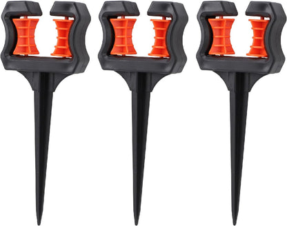 Garden Hose Guide Spike, ABS Hose Holder Stake 10 Inch 3 Pack with Guard Roller, Positioning Spike for Yard Lawn Landscape Watering and Agricultural Irrigation