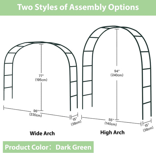7.8ft Garden Arch, Metal Trellis for Climbing Plants Outdoor