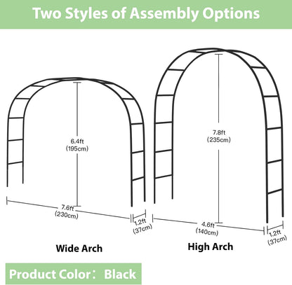7.8ft Garden Arch, Metal Trellis for Climbing Plants Outdoor