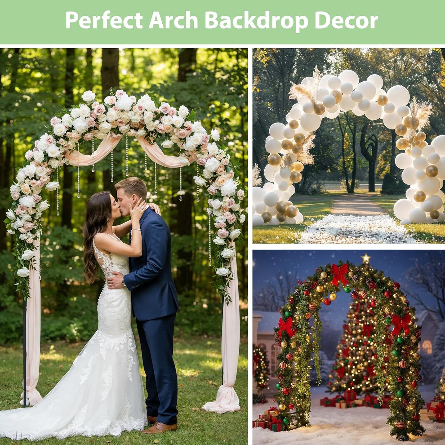 7.8ft Garden Arch, Metal Trellis for Climbing Plants Outdoor