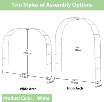 7.8ft Garden Arch, Metal Trellis for Climbing Plants Outdoor
