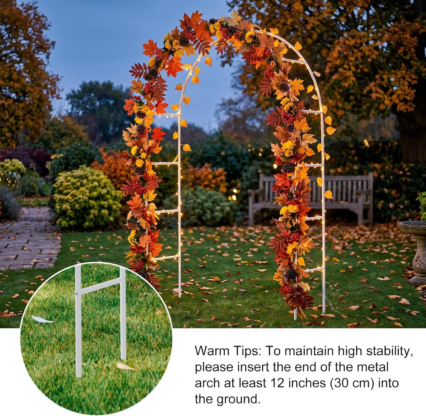 7.8ft Garden Arch, Metal Trellis for Climbing Plants Outdoor