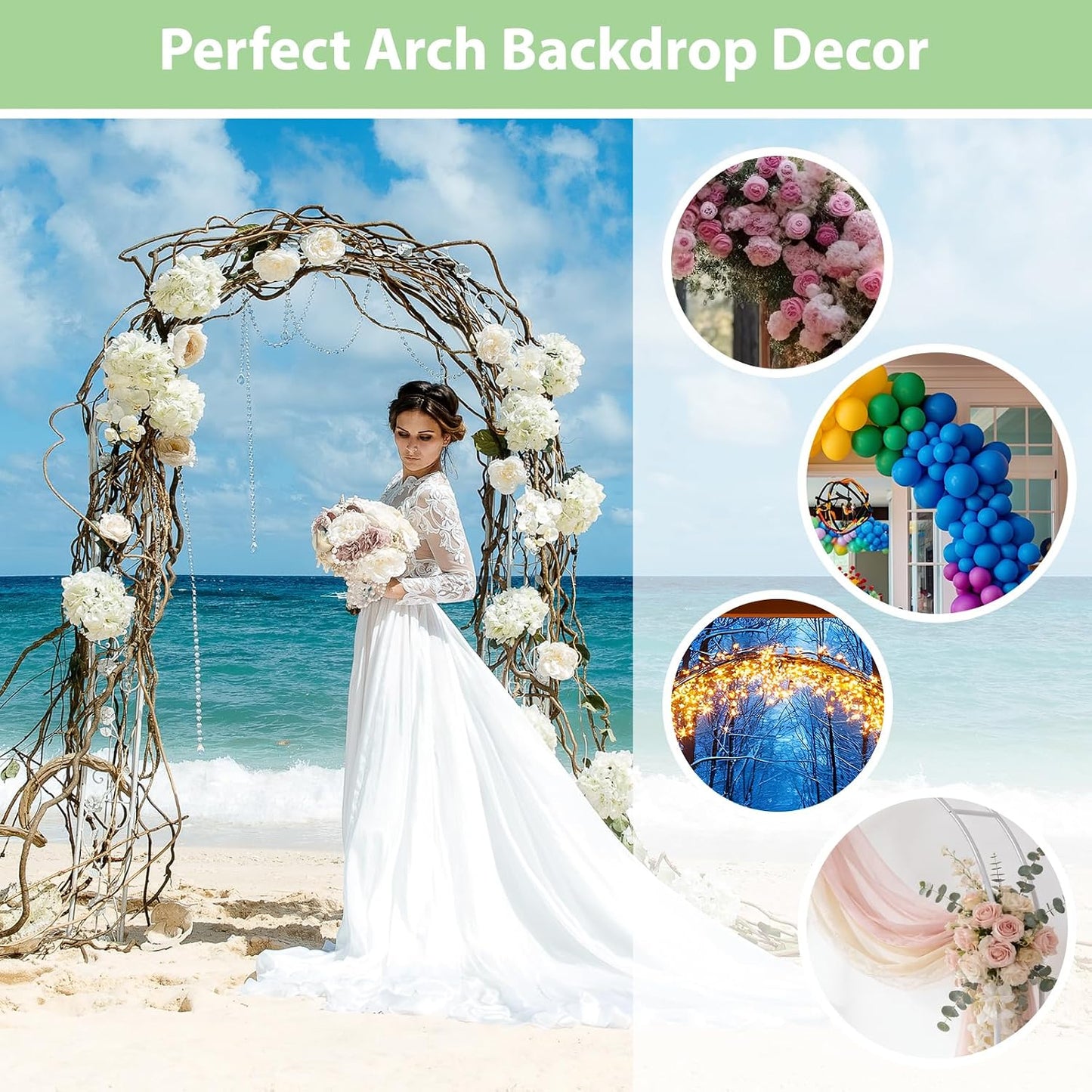 7.8ft Garden Arch, Metal Trellis for Climbing Plants Outdoor