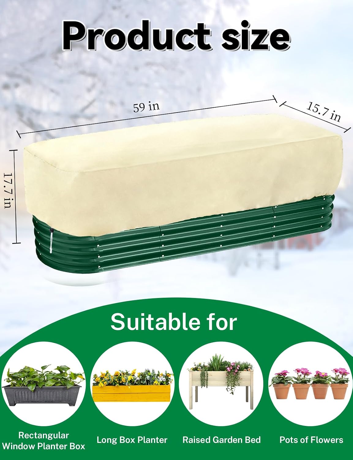 2 Pack Plant Covers Freeze Protection, Plant Frost Protection Covers, Winter Plant Covers, Plant Protection Wrap Cover, Reusable Frost Cloths for Outdoor Plant, with Drawstring (59"x17.7"x15.7")