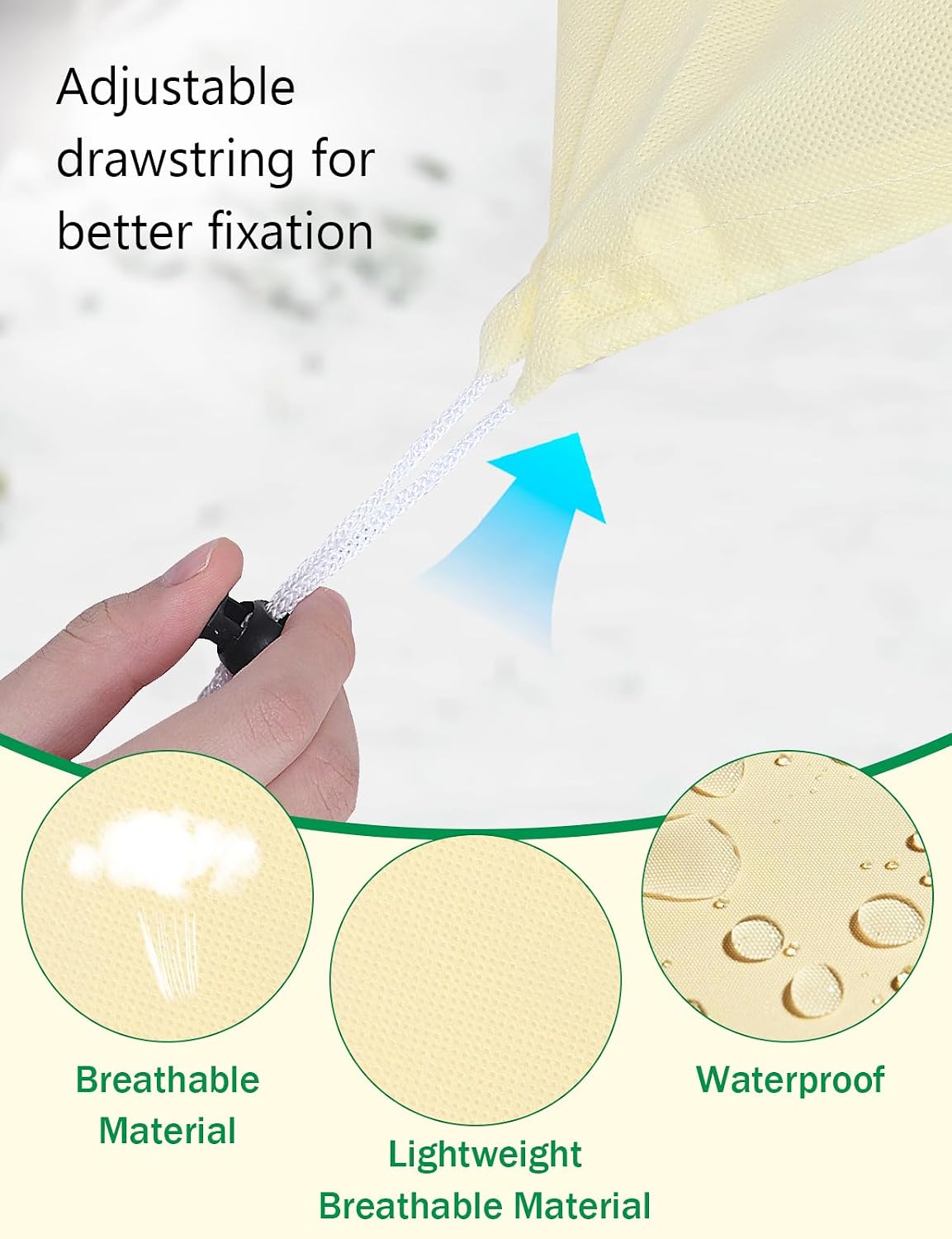 2 Pack Plant Covers Freeze Protection, Plant Frost Protection Covers, Winter Plant Covers, Plant Protection Wrap Cover, Reusable Frost Cloths for Outdoor Plant, with Drawstring (59"x17.7"x15.7")