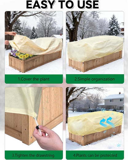 2 Pack Plant Covers Freeze Protection, Plant Frost Protection Covers, Winter Plant Covers, Plant Protection Wrap Cover, Reusable Frost Cloths for Outdoor Plant, with Drawstring (59"x17.7"x15.7")