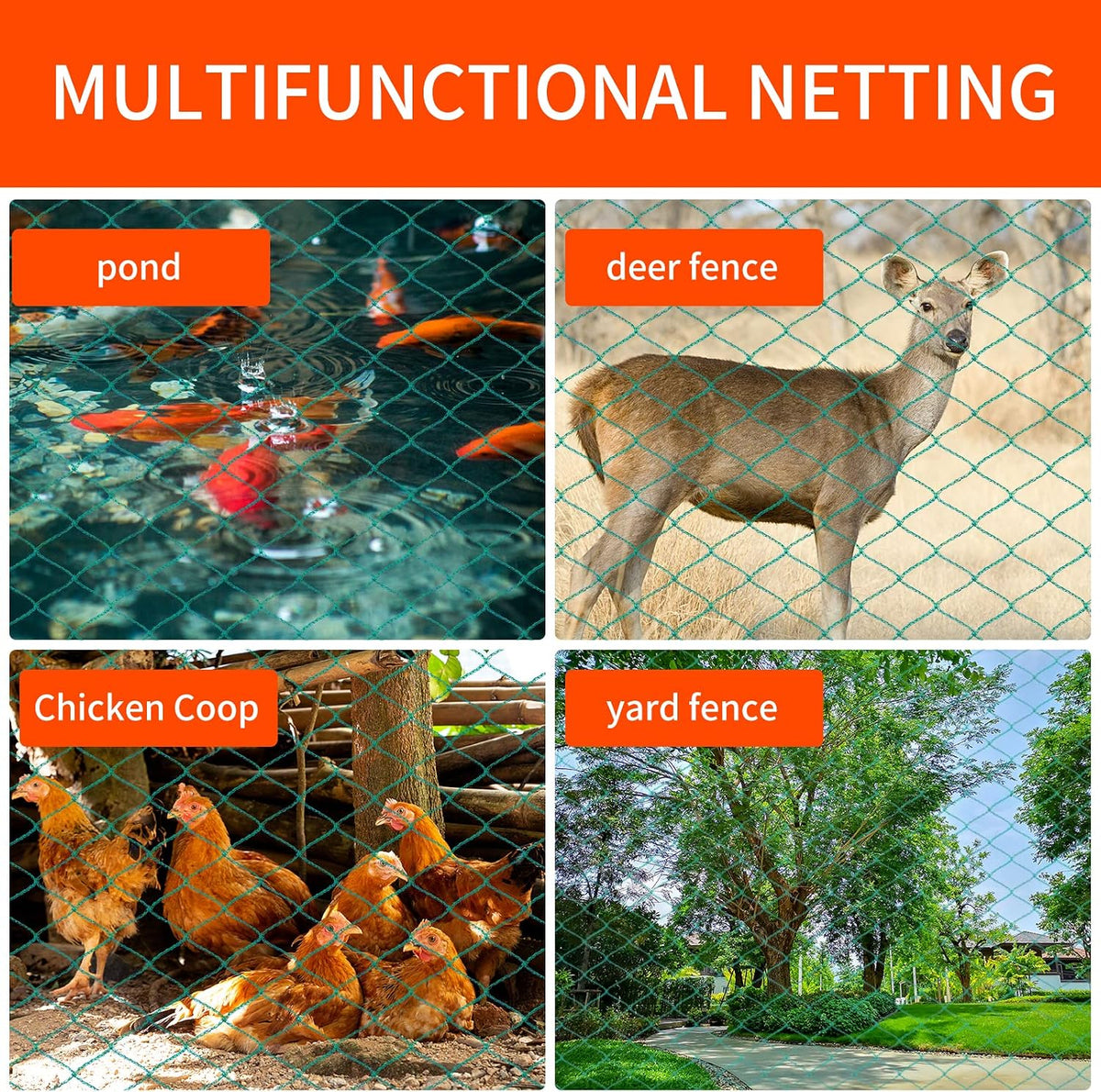 Bird Netting 20'x40' with 1" Square Mesh Bird Net Garden Netting for Chicken Coop, Aviary, Deer Fence, Chicken Netting Fruit Tree Netting