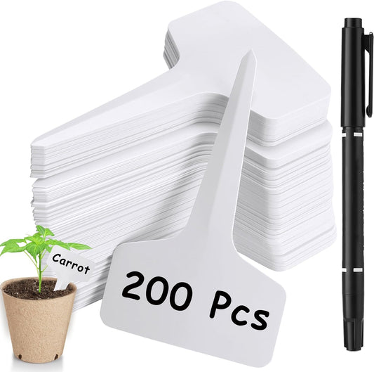 200 PCS Plant Labels T-Shape, 4 Inch Potted Plant Name Tags Plastic, White