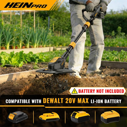 Cordless Tiller Cultivator Compatible with Dewalt 20V MAX Battery