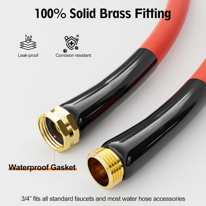 5/8" x 15FT Hot/Cold Rubber Garden Water Hose, -50℉ to 190℉