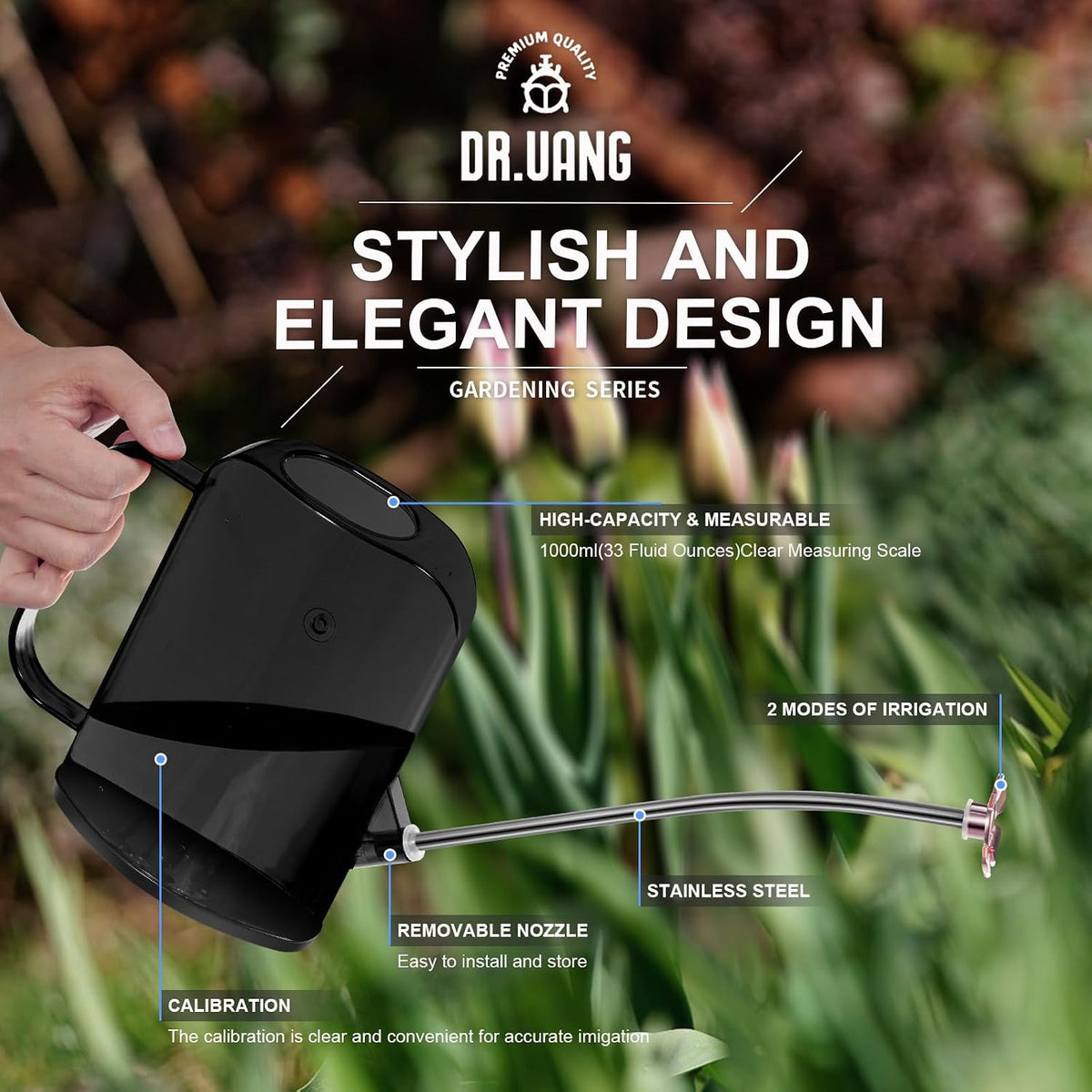 Watering Can Indoor for House Plants Small Watering cans with Long Spout Flower Model Sprinkler Head 1.2L (Green, 1.2L)