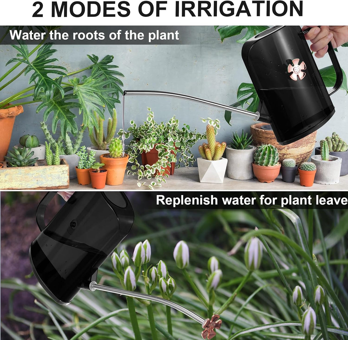 Watering Can Indoor for House Plants Small Watering cans with Long Spout Flower Model Sprinkler Head 1.2L (Green, 1.2L)
