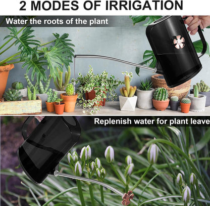 Watering Can Indoor for House Plants Small Watering cans with Long Spout Flower Model Sprinkler Head 1.2L (Green, 1.2L)