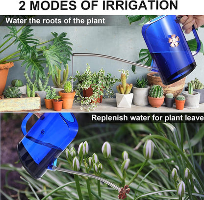 Watering Can Indoor for House Plants Small Watering cans with Long Spout Flower Model Sprinkler Head 1.2L (Green, 1.2L)