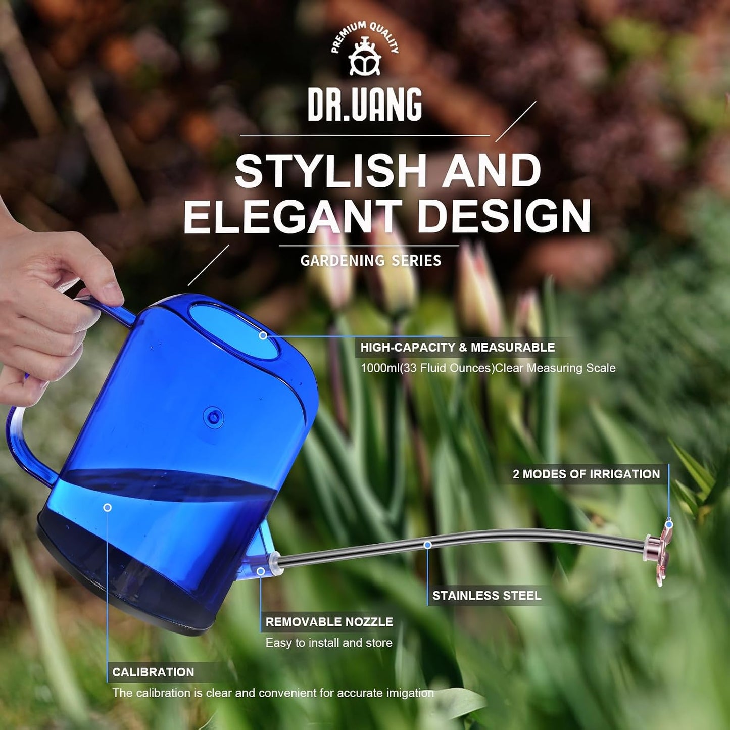 Watering Can Indoor for House Plants Small Watering cans with Long Spout Flower Model Sprinkler Head 1.2L (Green, 1.2L)