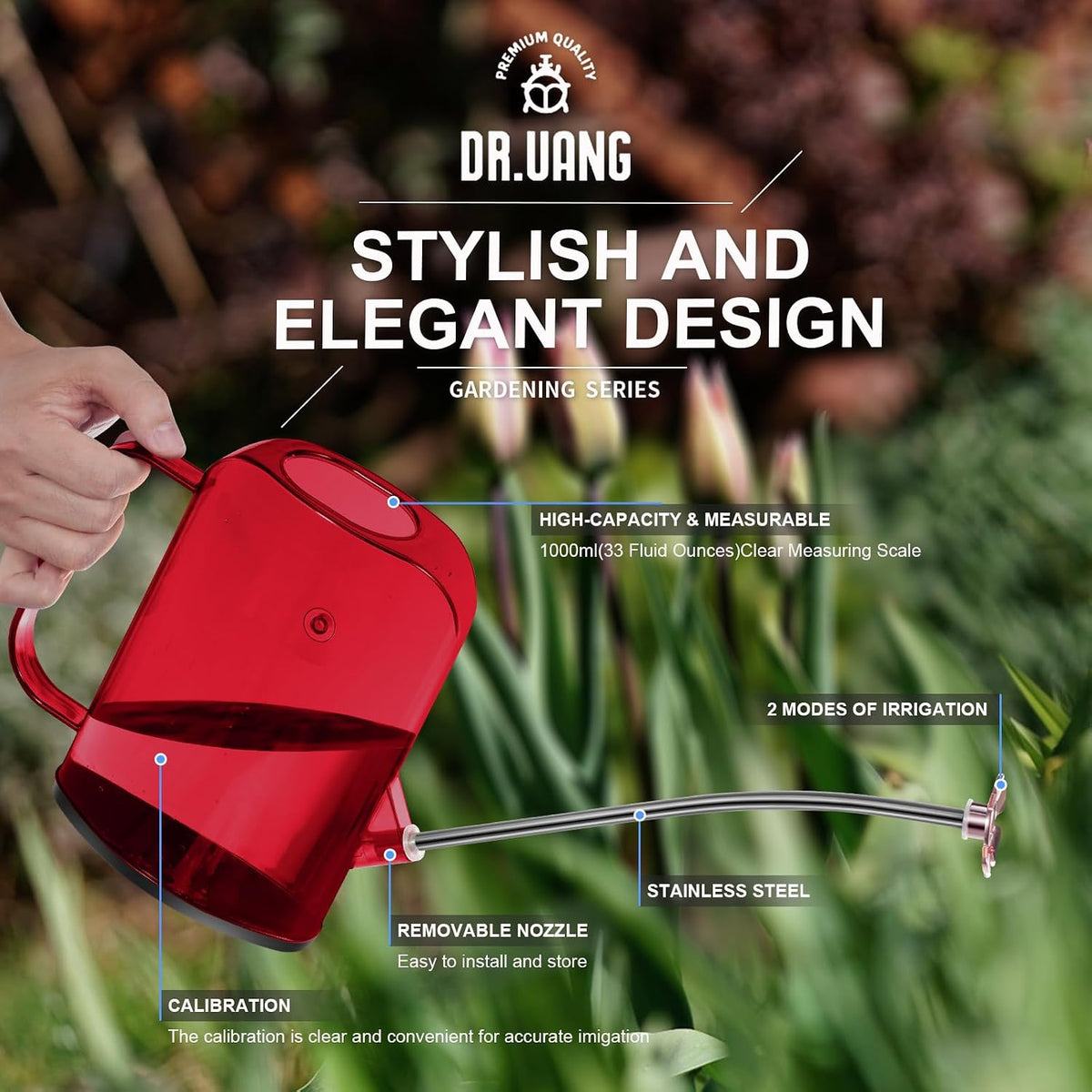 Watering Can Indoor for House Plants Small Watering cans with Long Spout Flower Model Sprinkler Head 1.2L (Green, 1.2L)