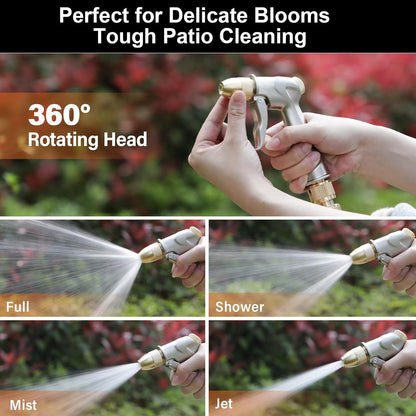 Garden Hose Nozzle with Brass Nozzle,100% Heavy Duty Metal Water Nozzle