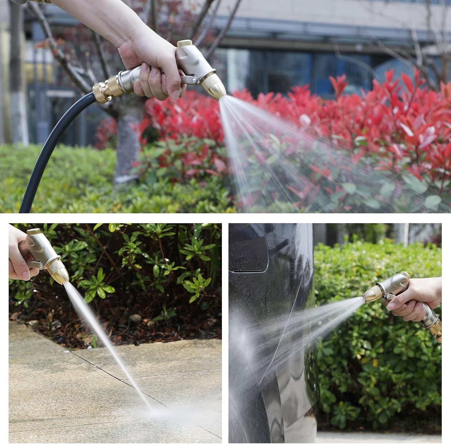 Garden Hose Nozzle with Brass Nozzle,100% Heavy Duty Metal Water Nozzle