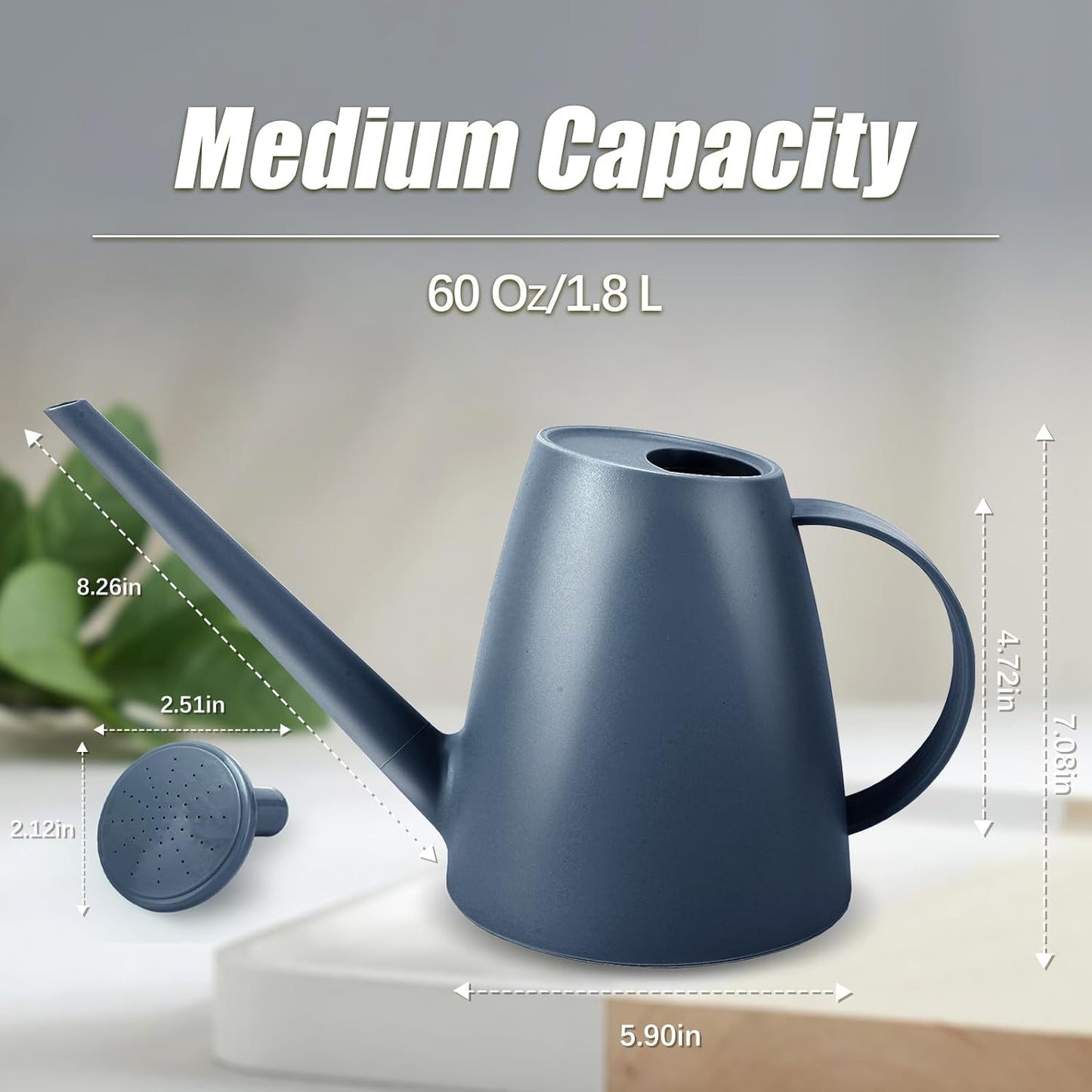 1.8L Watering Can, Small Watering Can for Indoor Plants with Long Spout
