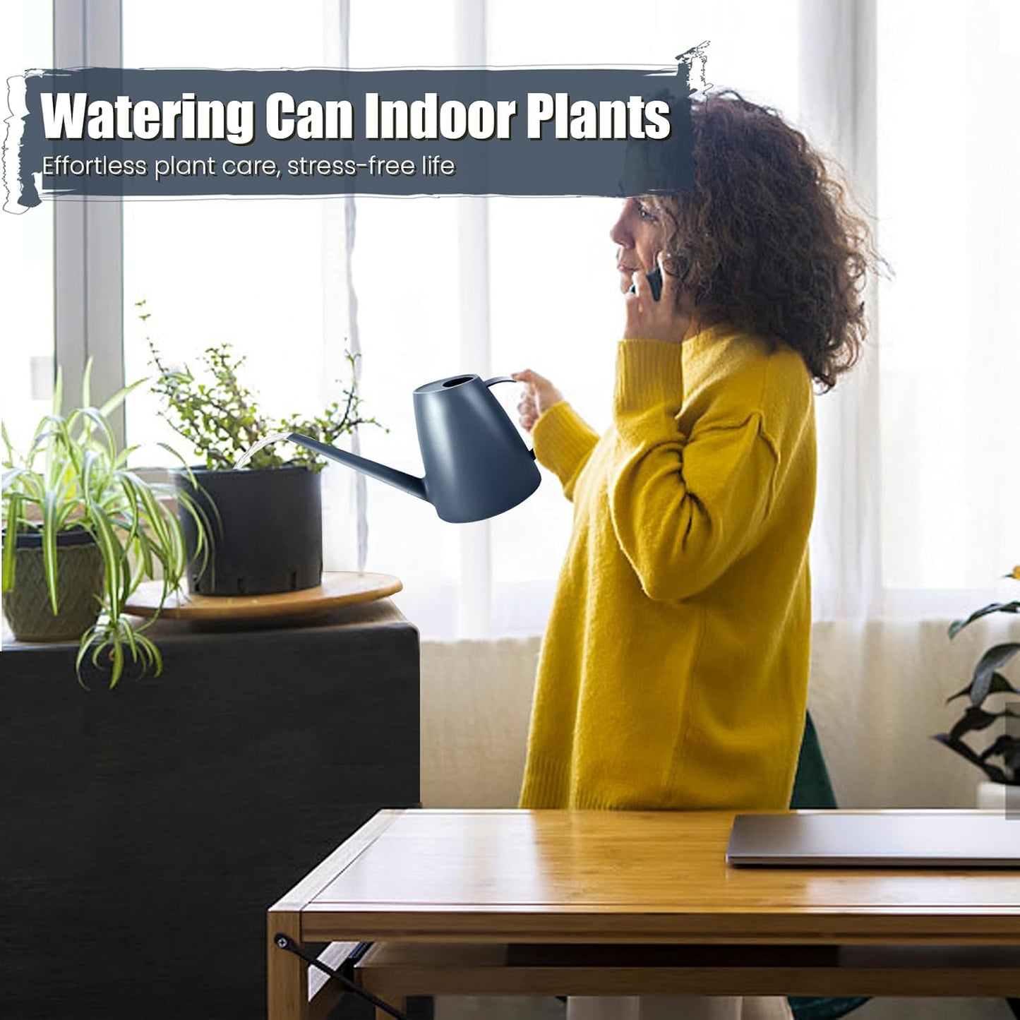 1.8L Watering Can, Small Watering Can for Indoor Plants with Long Spout
