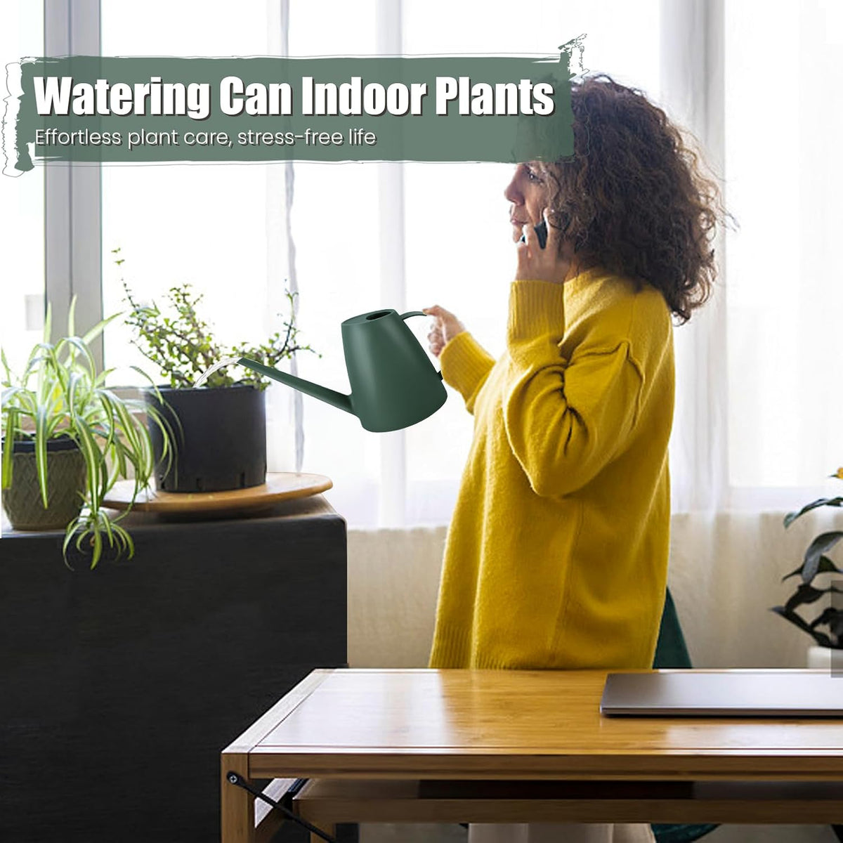 1.8L Watering Can, Small Watering Can for Indoor Plants with Long Spout