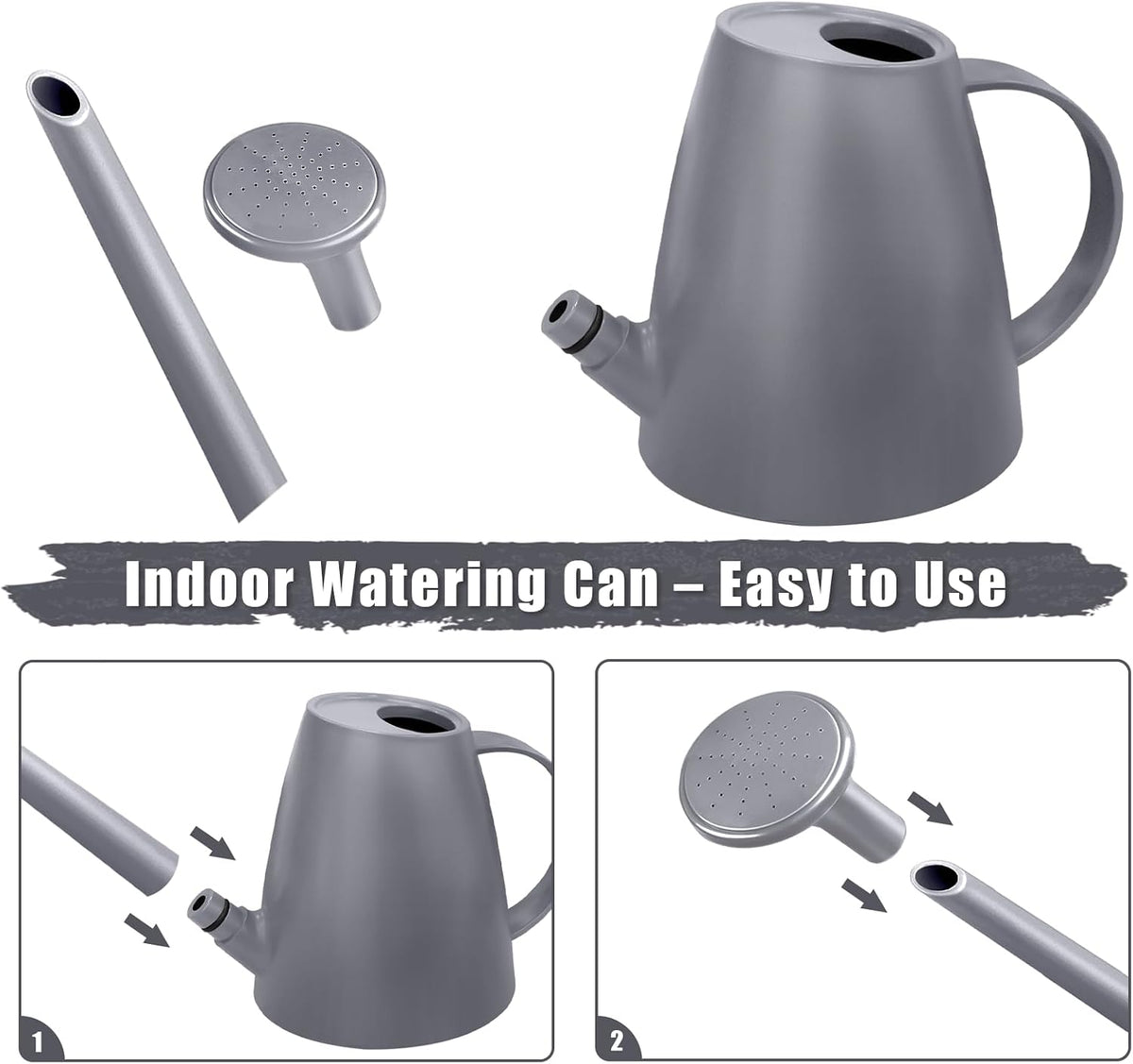 1.8L Watering Can, Small Watering Can for Indoor Plants with Long Spout