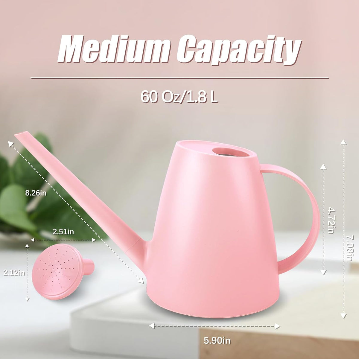 1.8L Watering Can, Small Watering Can for Indoor Plants with Long Spout