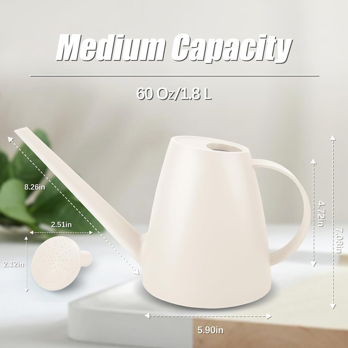 1.8L Watering Can, Small Watering Can for Indoor Plants with Long Spout