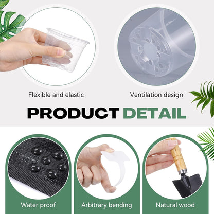 83 Pcs Garden Supplies Tools Kit, 3 Inch Clear Plastic Plant Pots with Transplanting Mat, Trowel Cultivator Rake Set, Label & Glove, Succulent Tools Gift for Plant Lovers Accessory