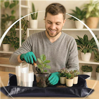 83 Pcs Garden Supplies Tools Kit, 3 Inch Clear Plastic Plant Pots with Transplanting Mat, Trowel Cultivator Rake Set, Label & Glove, Succulent Tools Gift for Plant Lovers Accessory