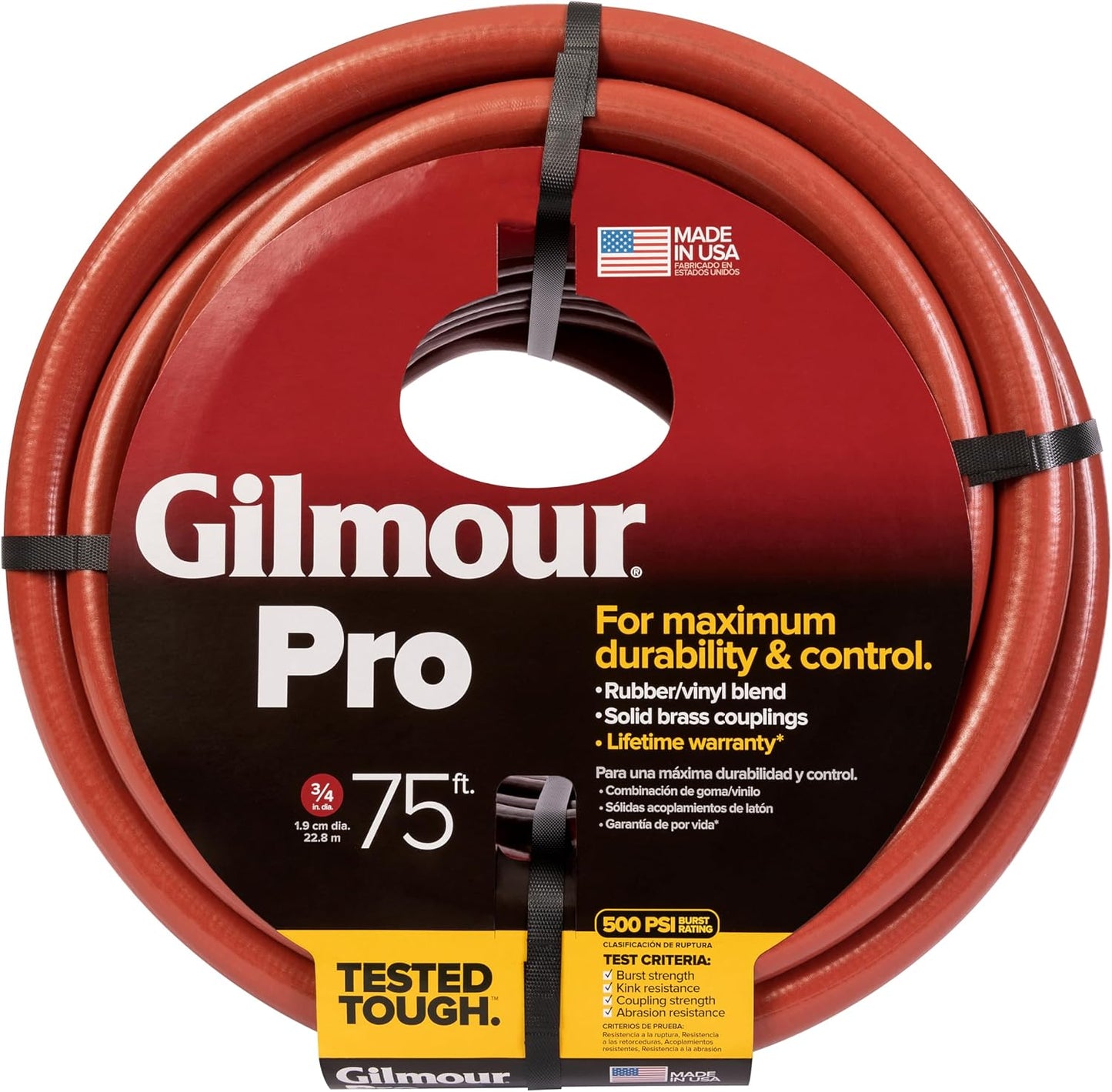 Pro Commercial 3/4" x 75' Heavy Duty Water Hose, Durable and Kink Resistant 75 ft Garden Hose