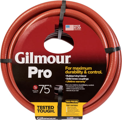 Pro Commercial 3/4" x 75' Heavy Duty Water Hose, Durable and Kink Resistant 75 ft Garden Hose