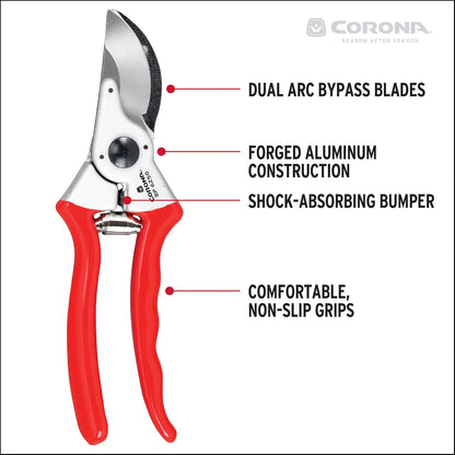 BP 6250 MAXFORGED Aluminum Bypass Pruner, 1-Inch Cut Capacity, Professional Hand Pruning Shears with Replaceable Steel Blade & Non-Slip Comfort Grip