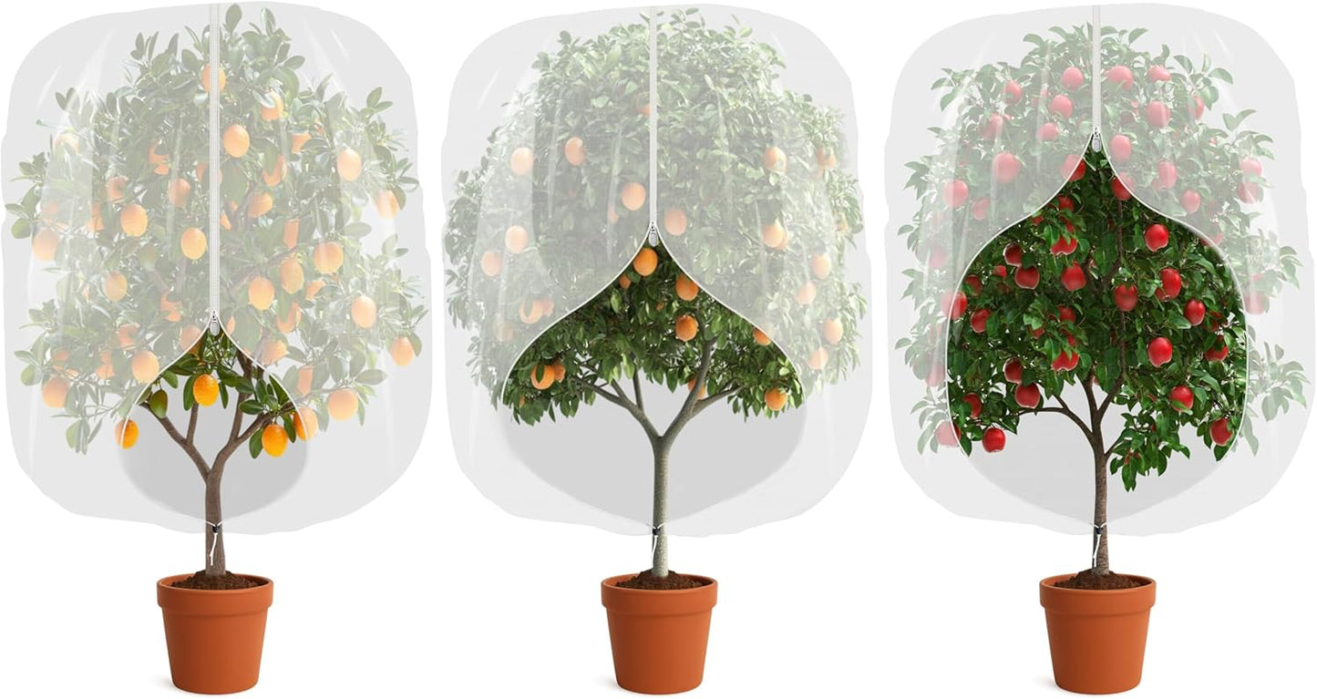 3pcs Fruit Tree Netting with Zipper and Drawstring,2.62 * 3.28 Ft Bird Garden Netting for Garden Protection,Cover for Blueberry Tomato Strawberry and Plants Protection from Insect Squirrels Birds