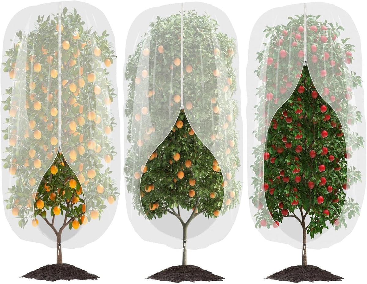 3pcs Fruit Tree Netting with Zipper and Drawstring,2.62 * 3.28 Ft Bird Garden Netting for Garden Protection,Cover for Blueberry Tomato Strawberry and Plants Protection from Insect Squirrels Birds